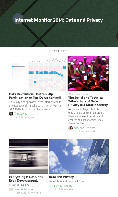 Internet Monitor 2014: Data and Privacy Collection on Medium