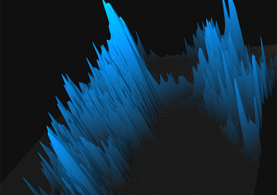 Spikes of tweets tower over New York.